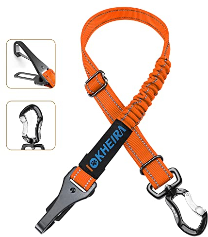 IOKHEIRA Hunde Sicherheitsgurt, Einstellbarer Hundegurt für Auto mit Universalstecker & Verriegelungsstange