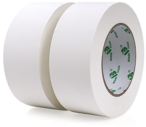 BOMEI PACK Gaff Gewebeklebeband, Klebeband, 50 mm x 30,2 mm, matt, Tuchtuch, selbstklebend, für Kabel, Fotografie, Weiß