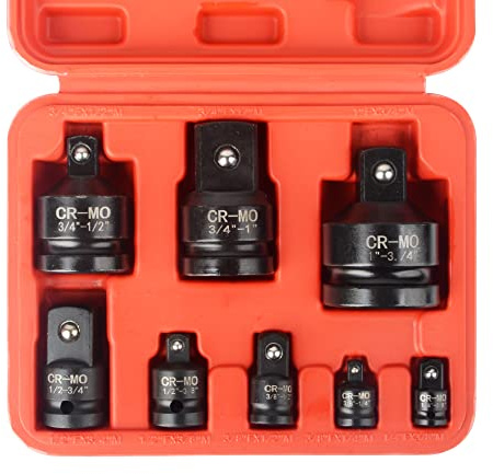 DAYUAN 8pcs Impact Socket Adapter Set, Chrome Molybdenum Steel Adaptor Reducer 1/4 3/8 1/2 3/4 Inch Square Drive Female to Male