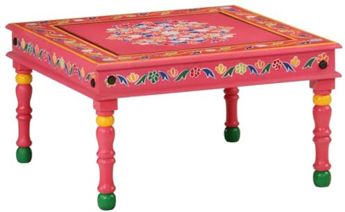 vidaXL Soffbord rosa handmålat massivt mangoträ
