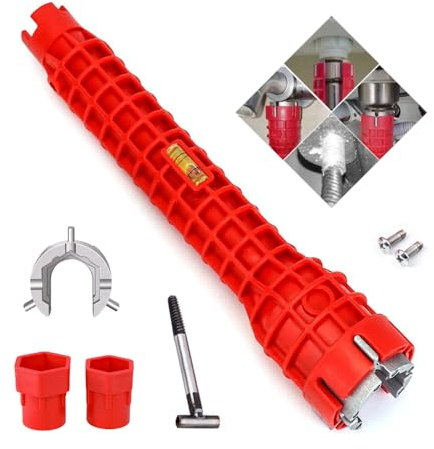 FURREN 8 in 1 SpülenschlüSsel für Wasserhahn Schlüssel Werkzeug Armaturenschlüssel Waschbecken Schlüssel Standhahnmutterschlüssel Montageschlüssel Sanitärschlüssel Multifunktional Standhahnschlüssel