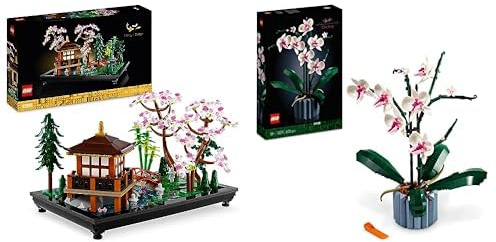 LEGO 10315 Icons Le Jardin Paisible, Kit de Jardinage Botanique Zen avec Fleurs de Lotus & 10311 Icons L’Orchidée Plantes avec Fleurs Artificielles d'Intérieur