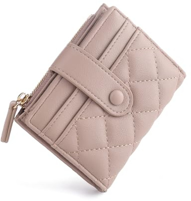CHAOFANXI Geldbörse Damen Klein, Bifold Leder Kleines Portemonnaie für Frauen, Geldbeutel Damen Klein und im Kurzformat Portemonnaie Kleine Brieftasche Geldbörsemit mit Mehreren Fächern,Milchtee
