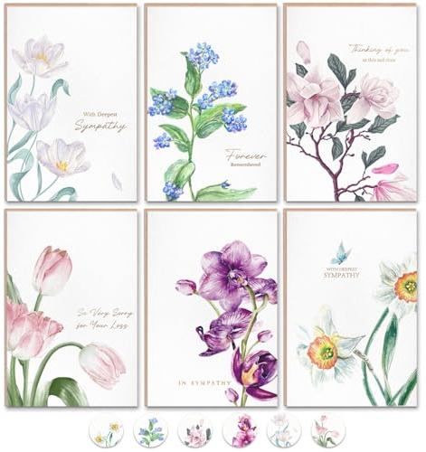 24 Sympathy Card Gold Foil Condolence Cards Assortment Floral Designs