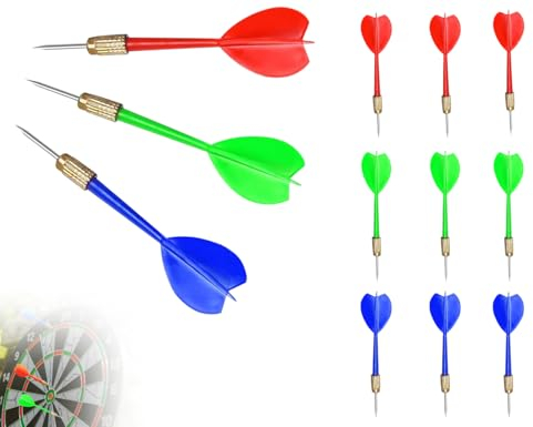 Lhbwhiz 9 Stück Dartpfeile Set,Professional Steel Nadelspitze Darts mit Metallspitze,verwendet für Mottoparty Geburtstags Karneval(11cm,3 Farben)