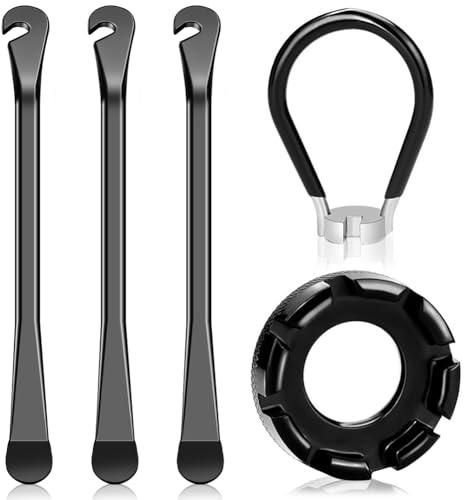 flintronic Lot de 5 Clé à Rayons de Vélo, Démonte Pneu de Vélo, Outil de démontage de réparation de vélo, Démonte Pneu en métal Outil de Montage, pour VTT Velo Route Vélo Electrique
