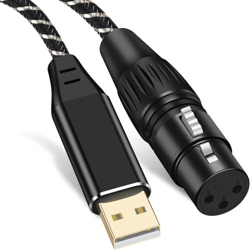 Puzkom USB Microphone Cable, 6.6FT XLR to USB Cable,XLR Female to USB A Mic Link Converter Cable for Microphones or Recording Karaoke Sing