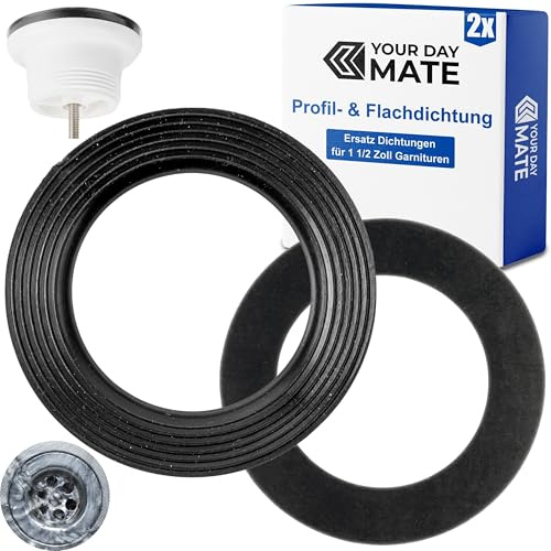 Set di guarnizioni di profilo e guarnizioni piatte, 2 pezzi, per raccordi da 1 1/2 di pollice, set di guarnizioni in gomma Lavello da cucina, valvola di tenuta a labbro per lo scarico del lavello