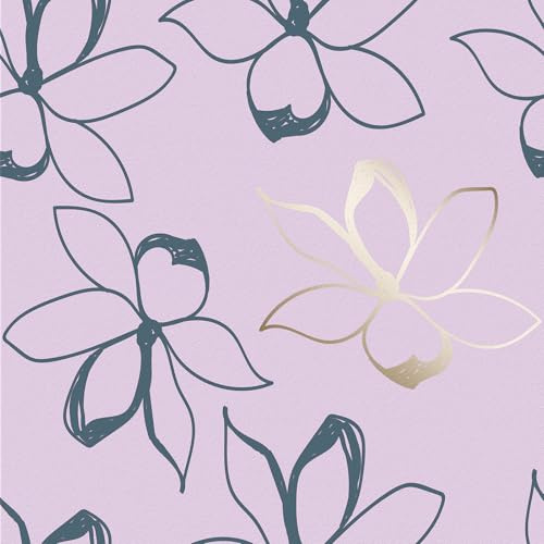 Skyblur Selbstklebende Tapete Lila Blumen Violett Blumentapete | Muster Floral, 260cm x 44.5cm, Wohnzimmer Mädchenzimmer Schlafzimmer, Vinyltapete