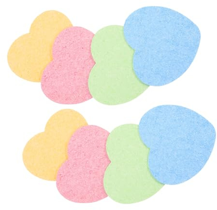 Healvian Éponges Nettoyantes Visage 20pcs en Coton de Pulpe de Bois, Forme Cœur, Toucher Doux et Utilisation Confortable, Légères et Portables Soin du Visage