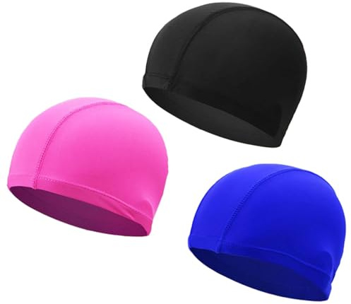 3 Pièces Junior Unisex Confortable Bonnet de Piscine Souple,Bonnet de Bain à séchage Rapide, élastique et Durable pour Nageurs