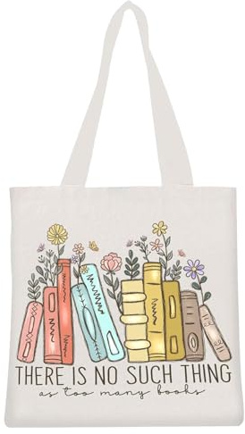 Agvdg Canvas Tote Bags for Women Men, Book Tote Bag Cotton Canvas, Reusable Shopping Bags, Cute Tote Bag Gift for Book Lovers
