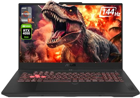 ASUS TUF A17 Gaming Laptop, AMD Ryzen 7-7435HS, 64 GB DDR5 RAM, 2 TB PCIe SSD, 17.3 FHD Display, Nvidia GeForce RTX 4050, 1-Zone RGB QWERTZ Tastatur, Windows 11 Home, Grau