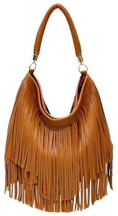CORIOS Borsa a Mano Donna con Frange Borsa a Spalla in PU Pelle Stile Boemo Borsa a Tracolla Design con Frange Bilaterali Accessorio Trendy e Versatile Marrone