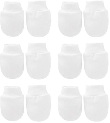 Suupii 6 Pair Scratch Mittens Newborn, Baby Mittens Newborn Essentials Soft Touch White Baby Scratch Mittens Anti-Scraping, for 0-12 Months Toddler Boy Girls
