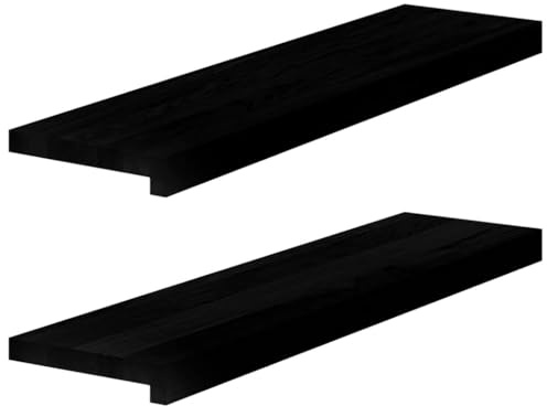sephironlbb Lot de 2 rebords de fenêtre en chêne massif marron et noir - 80 x 20 x 2 cm - Lames de fenêtre en bois robustes pour l'intérieur et l'extérieur - Montage facile et surface de présentation