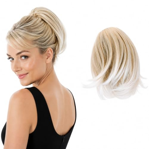 CAISHA Haarteil Dutt Zopf Bun Butterflyclip Haarknoten Weißblond Mix H409