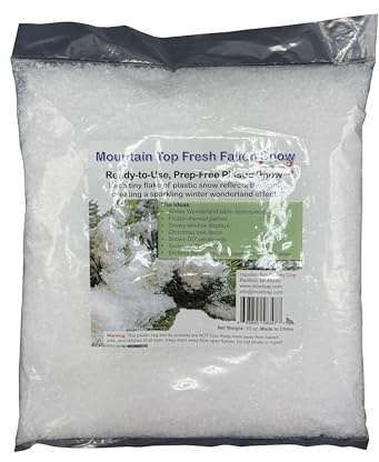 Mountain Top-Like Fluffy Fallen Snow 10 oz. Artificial Snow Scatter Flakes - Ready to Use-No Prep Needed, White