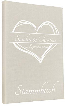 Hochzeitideal Stammbuch der Familie, Familienstammbuch aus Buchbinderleinen, Nr. 161 inkl. Personalisierung (Creme)