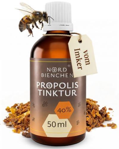Nordbienchen Propolis Tropfen 40% - naturreine Propolis Tinktur direkt vom Imker - natürliches Rachen Spray, als Nagelserum, zum Gurgeln, bei Hautunreinheiten, uvm. Extrakt Serum 50ml