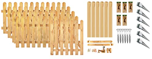 TETZNER & JENTZSCH Zäune Housten 1 I Sichtschutz Zaun 180 x 80cm Graugrün I Gartenzaun aus Holz für den Sichtschutz I Zaun mit Holzlatten I Staketenzaun Komplettset mit Riegel I Sichtschutz Garten