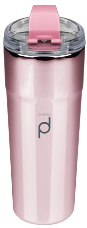 DrinkPod Metallic Range 450 ml kaffekanna, rosa, rostfritt stål, dubbelväggig isolerad resekopp
