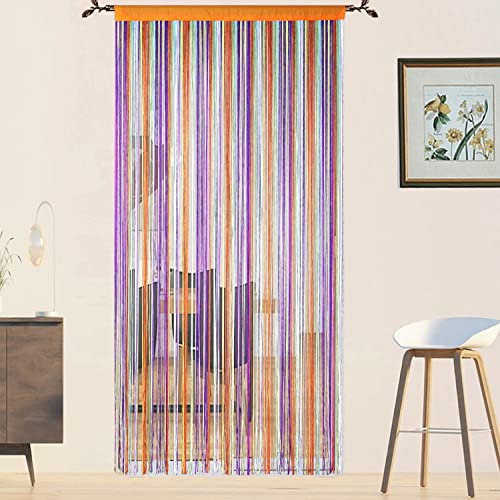 QiBoYuYe Door Curtains Fly Screen Curtain For Window String Flies Doors Decorations Room Dividers Doorways Panel Bedroom Living Closet Door Drapes (Rainbow 90x200cm)