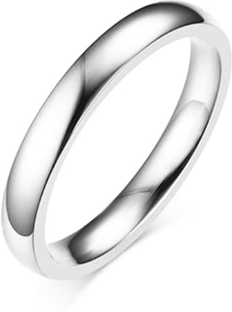 AURSTORE Schmuck Ring Mann Frau Ring Edelstahl Verlobung Hochzeit 4mm Größe nach Wahl 51-65 (silber, 57(18.1))
