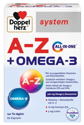 Doppelherz system A-Z + OMEGA-3 ALL-IN-ONE – 19 Vitamine und Mineralstoffe PLUS Omega-3 – 60 Kapseln