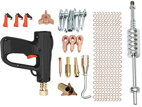 GMSLuu 81 TLG Spotter-tillbehör, låda, bucklor, reparation, bucklor, set, bilreparation, med Dent Puller, Slide Hammare, punktsvetspistol, Dent Pulling Claw Hook