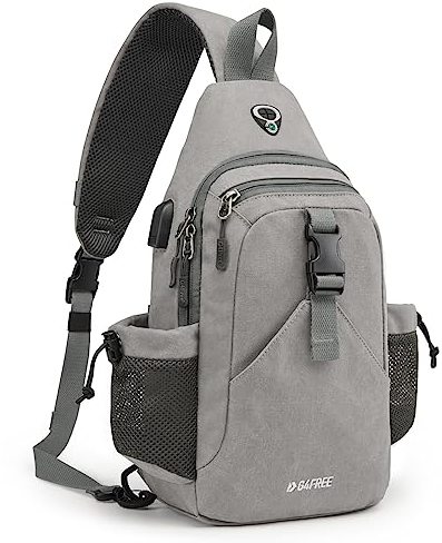 G4Free Canvas Brusttasche Schultertasche Sling Bag Herren Damen für Reise Wandern Laufen Klettern