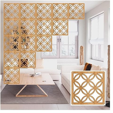 Paravento Pannelli divisori Separe divisorio Divisorio sospeso, Camera da letto fai da te Pannello in plastica di legno Schermi Partizione, Pieghevole Riservatezza Separatore decor da parete con tutti