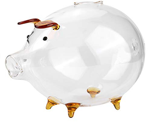 Spardose, transparente Glas-Spardose für Kinder, für Münzen, Bargeld, 18 x 12 x 12 cm
