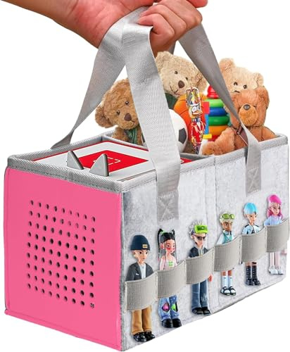 ThxYour Verbesserter Aufbewahrungskoffer für Toniebox-Starterset und Tonies-Figuren, Premium-Klapptasche kann 30-40 Tonies-Figuren Charaktere aufnehmen, Tragetasche (Rosa)