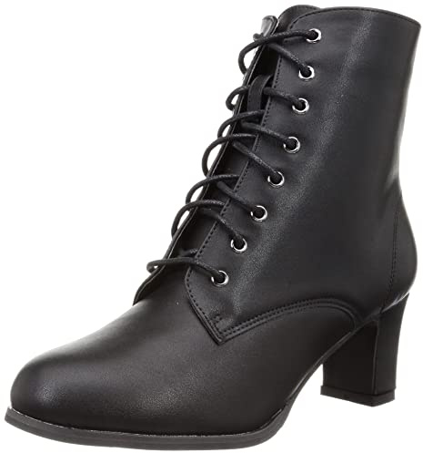 Liberty Doll(リバティー ドール) Women's, Hakama Boots, Lace-Up Shoes, Side Zipper, 8 Holes, Black, SS 2E