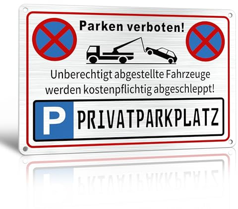TAKULA Parken Verboten Schild - parken Verboten Privatgrundstück (30 * 20CM Aluminium), Parkverbotsschild Privatparkplatz Schild Privatparkplatz