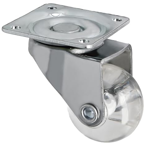 Amig - Rueda de Poliuretano Transparente Modelo 2571 con Pletina - Ø30 mm - Capacidad de Carga de 20 kg - Diseño Elegante y Funcional para Muebles y Elementos Decorativos Ligeros