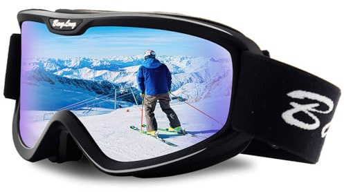 BangLong Skibrille Snowboard Brille Herren Damen Erwachsene Jugendliche UV-Schutz für Wintersportarten, Kompatibler Helm, Anti Fog, Skibrillen, Schneebrille, Skifahren, Skaten