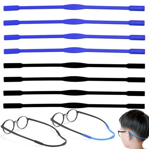 8PCS Glasses Strap Anti-Slip Silicone Eyeglass Strap Glasses Straps for Men Kids Eyewear Retainers Sports Elastic Soft Sunglass Cord Holder, 20cm
