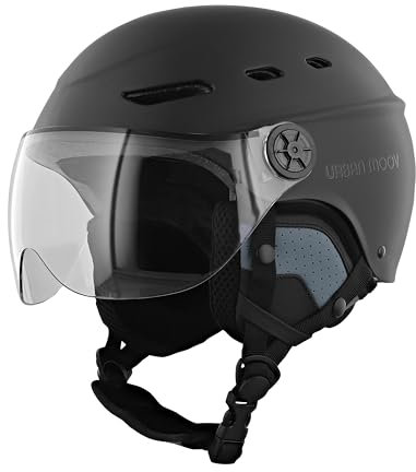 T'nB - Visor, Schutzhelm für Fahrrad und Elektroroller, mit transparentem Visier, Belüftungen, Einstellrad, abnehmbare Ohrenschützer, Größe M (Kopfumfang 54-58 cm), Schwarz