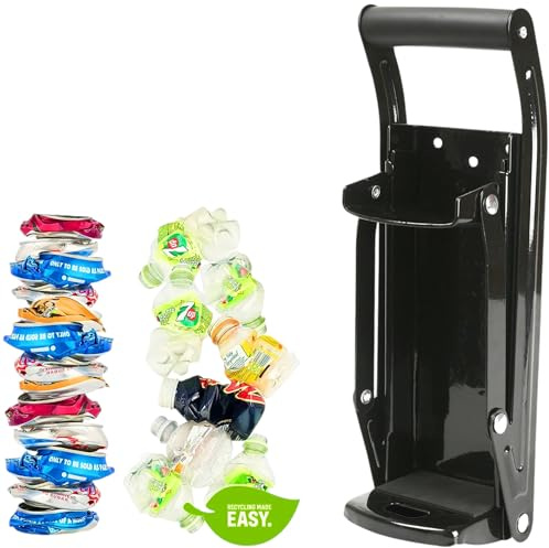 HomeVibe Heavy-Duty Can Crusher for Beer 16oz/500ml – Wall Mounted Recycling Tool with Built-in Bottle Opener, Non-Slip Rubber Grip Handle, Easy Installation, Ideal for Crushing Aluminum Cans