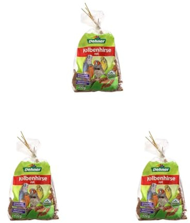 Dehner Vogelfutter, Kolbenhirse, rot, 500 g (Packung mit 3)