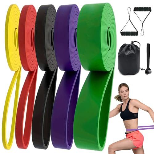 Pamatio Resistance Bands, Pull Up Assist Bands with Door Ancher and Handles, 5 Different Levels Exercise Workout Bands for Fitness Training, Body Stretching, Physical Therapy, Muscle Training