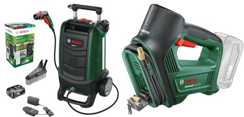 Bosch Akku Outdoor Reiniger Fontus 18V Akku + Bosch elektrische Luftpumpe Luftkompressor UniversalPump 18V (ohne Akku, für Auto-, Motorrad- und Fahrradreifen, 150 PSI, 10.3 Bar)