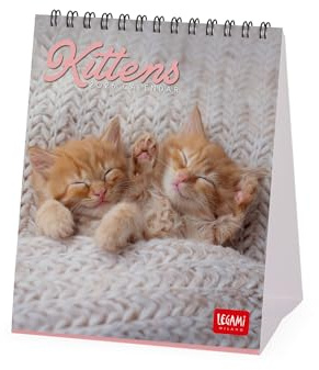 Legami - Calendrier de Bureau 2026, Kittens, 12 Mois et Calendrier Annuel, en 6 Langues, Signes du Zodiaque, Fêtes Internationales, 12 X 14,5 Cm.