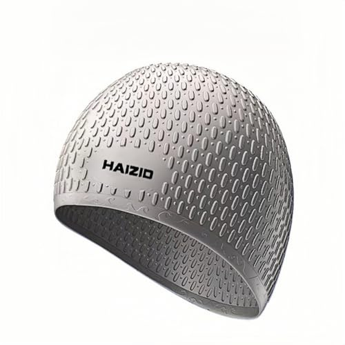 Silicone Swim Cap For Men Women - Comfortable Bathing Cap Ideal for Curly Short Medium Long Hair Shower Caps Keep Hairstyle Unchanged Non-Slip (Grey)
