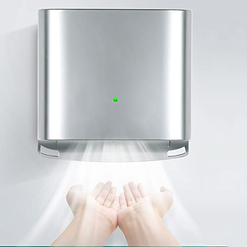 Sèche-mains à induction automatique, sèche-mains électrique de salle de bain 1250 W avec vitesse du vent de 80 m/s, sèche-mains de toilettes commerciales, chaud et froid réglables, température constan