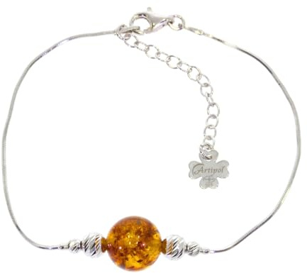 Artipol Bracelet fabr.européenne style français. Argent rhodié Ambre naturelle - modèle B3001-B