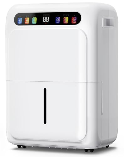 Dehumidifier 20L/Day, Dehumidifiers for Home 2026 Upgrade with 6L Water Tank, Automatic Humidity Sensor, Dehumidifier for Drying Clothes with 24h Timer, Digital Humidity Display, Drain Hose