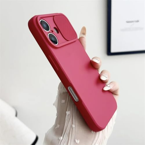 PPFVVTV Custodia morbida in silicone con protezione per obiettivo della fotocamera scorrevole per iPhone 16 15 14 Plus 13 12 11 Pro X Xs Xr Max 8 7 Se, antiurto (per iPhone 12 Mini/Rosso rosa)